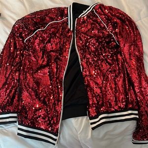 XL Shinevan red sequin bomber jacket for taylor swift concert